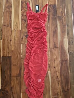 Ruched Red Maxi Dress